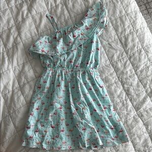 Janie and Jack Flamingo Print Dress - Light Blue